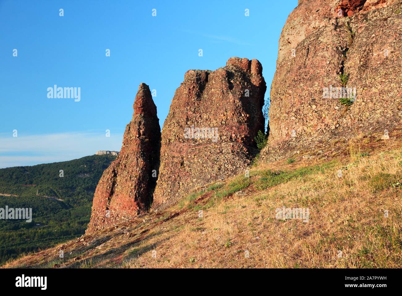 Rocce di Belogradchik in Bulgaria - formazioni rocciose paesaggio naturale. Foto Stock