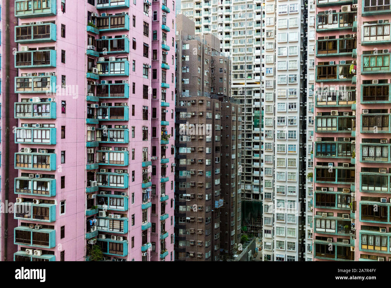 I grattacieli di Hong Kong in close-up Foto Stock