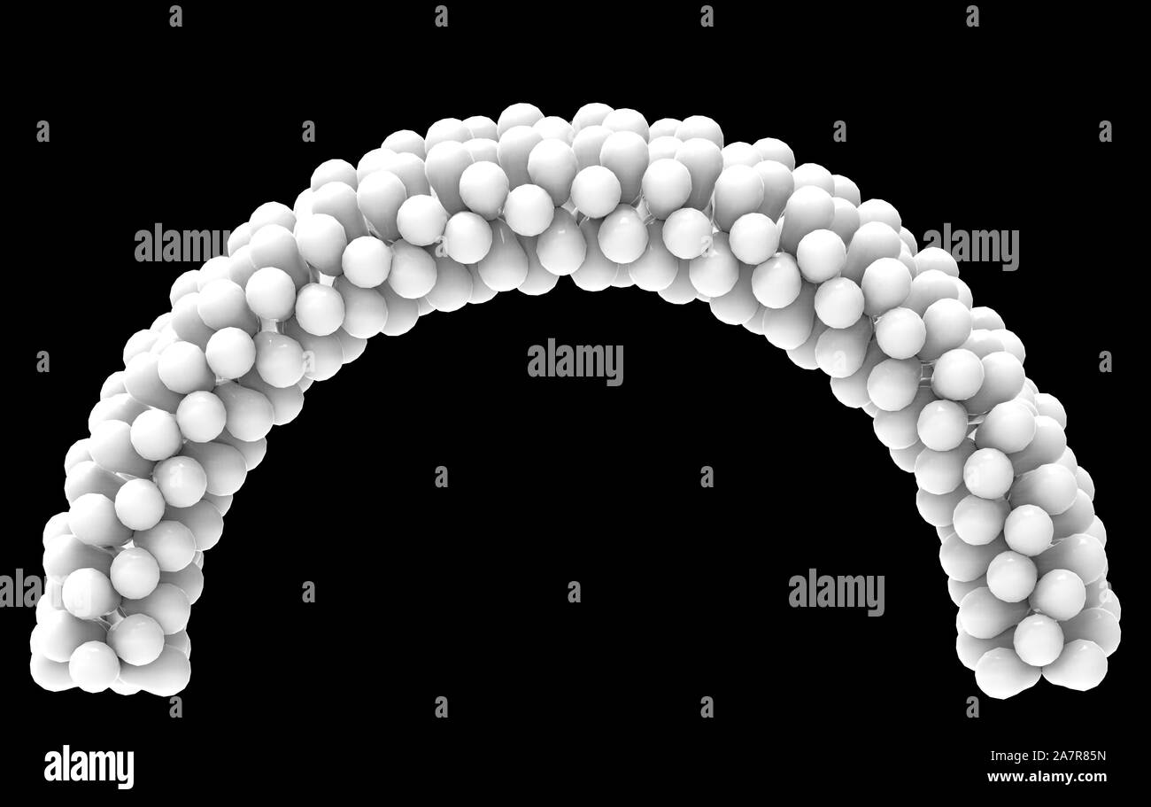 Il rendering 3d. bianco cruve palloncino gate con percorso di clipping isolati su sfondo nero. Foto Stock