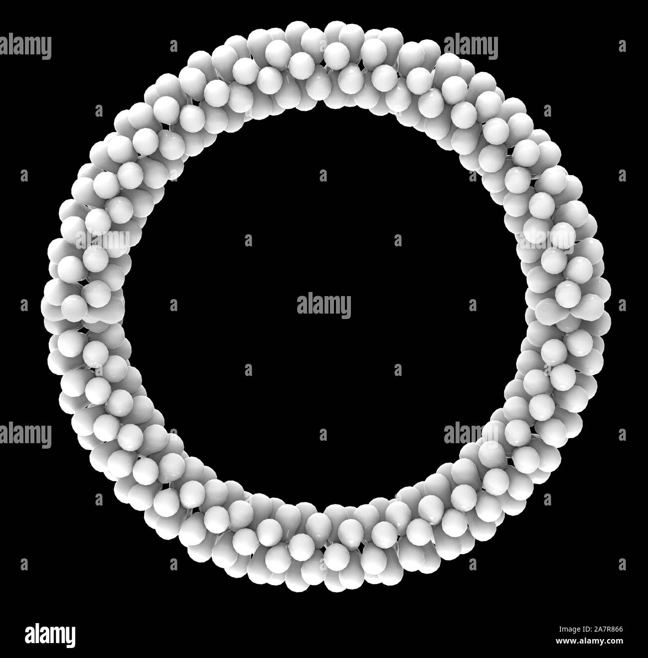Il rendering 3d. Circolare bianco palloncini con percorso di clipping isolati su sfondo nero. Foto Stock