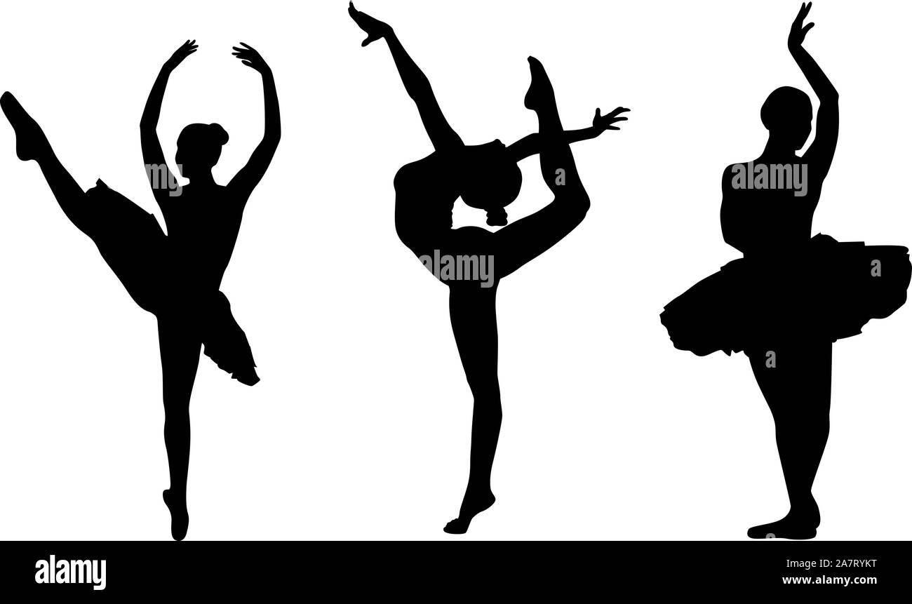Ballerina ballerine silhouette vettoriali Illustrazione Vettoriale