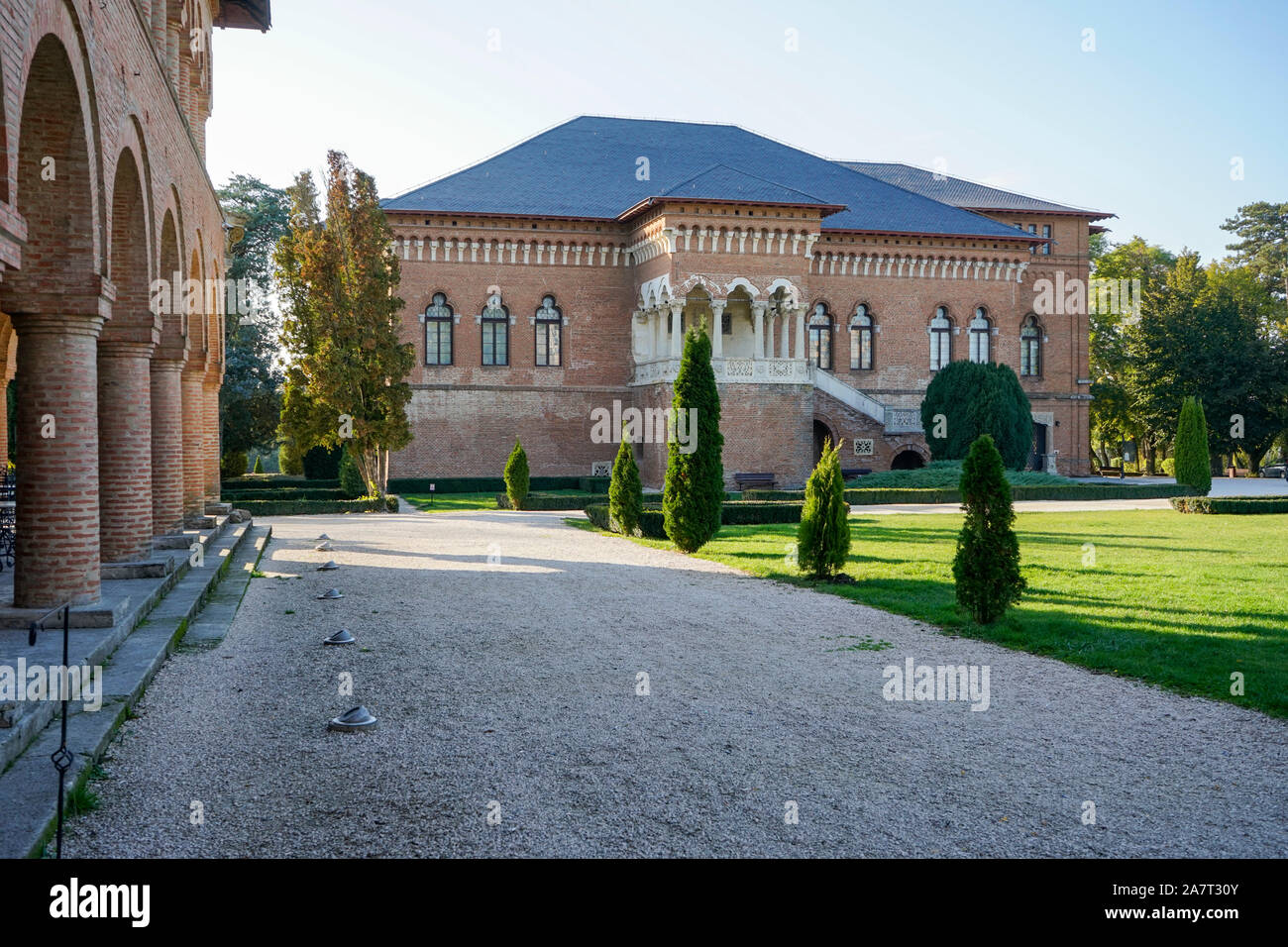 Immagine architettonica del palazzo Mogosoaia vicino alla città di Bucarest, Romania , parte di Mogosoaia complesso architettonico. Foto Stock