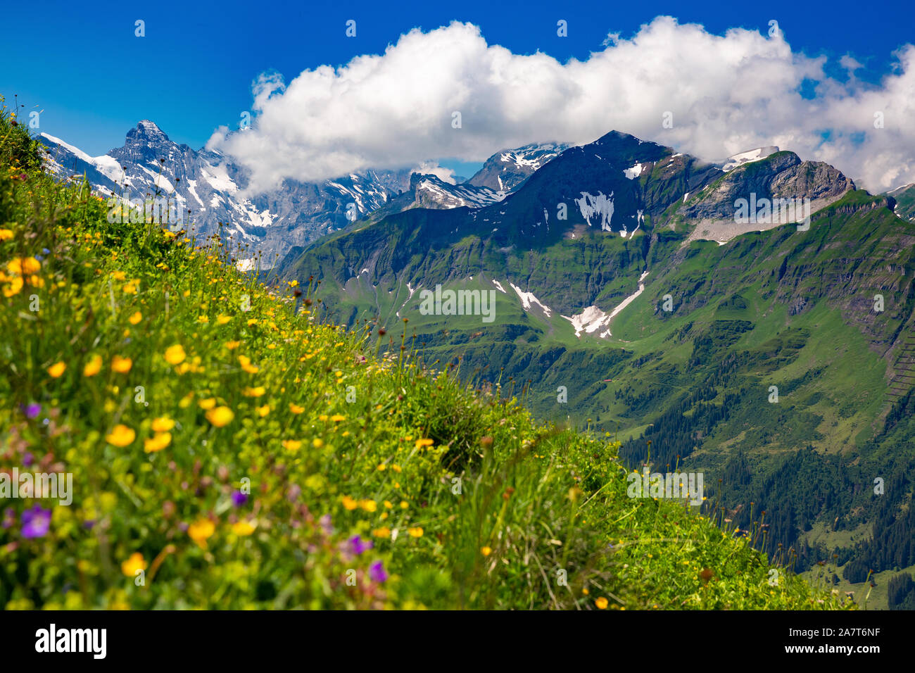 La gamma della montagna Breithorn delle Alpi Pennine come si vede dal Klein Matterhorn, Svizzera. Foto Stock