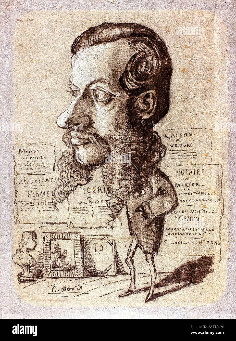 Caricatura di Léon Manchon, ritratto di Claude Monet, 1858 circa Foto Stock