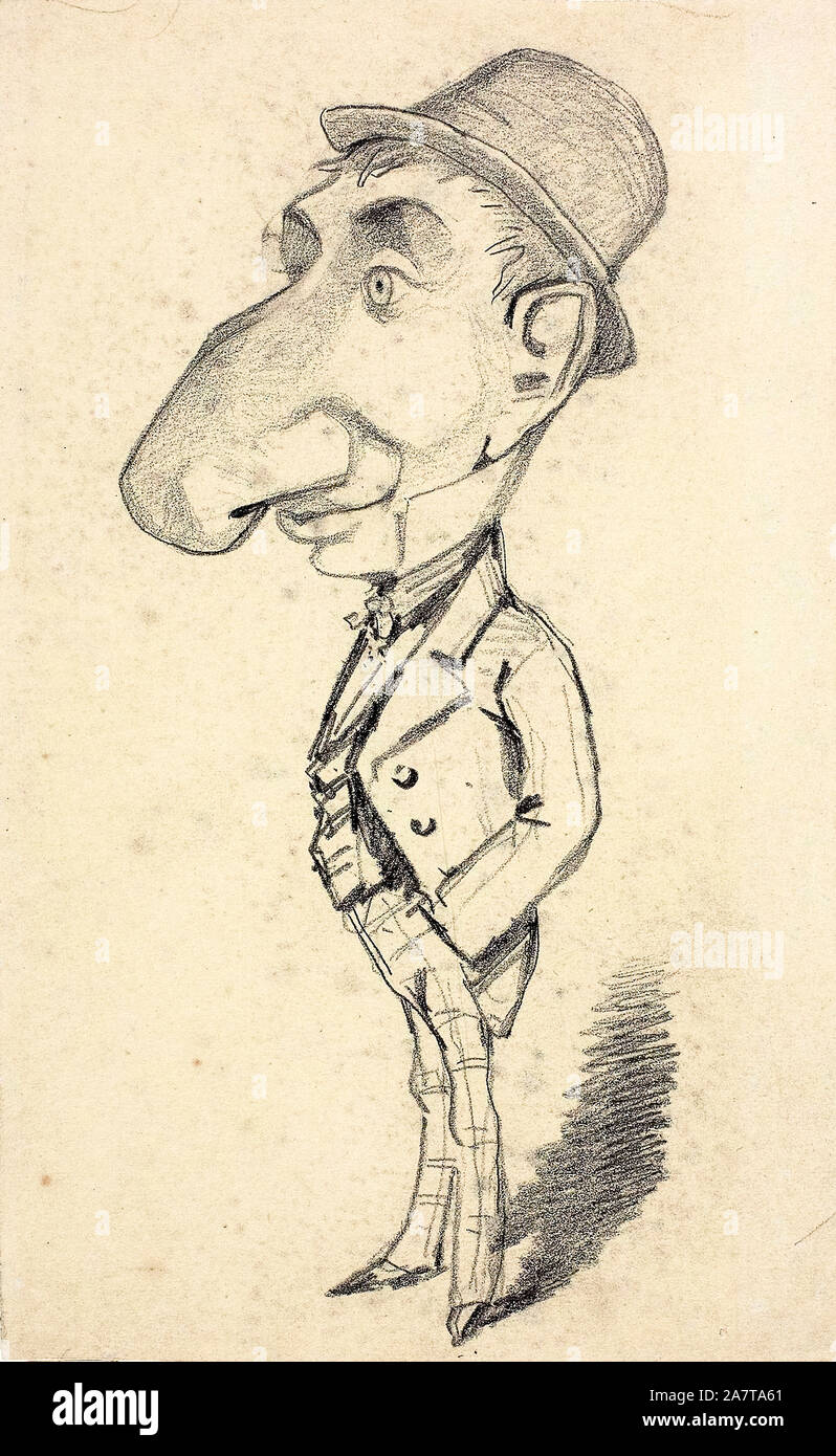 Claude Monet, caricatura di un uomo con un naso grande, disegno , 1855-1856 Foto Stock