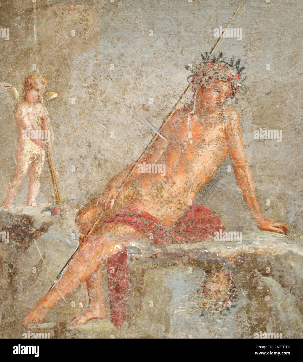Affresco o pittura murale di Narciso c1stAD Pompei Italia Foto Stock