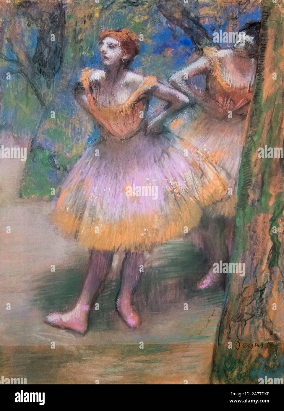 Due ballerine di Edgar Degas (1834-1917), pastello e carbone, con sconcertante e brunitura, su carta da ricalco, perforato e fissate su cartoncino , c.1893-95 Foto Stock