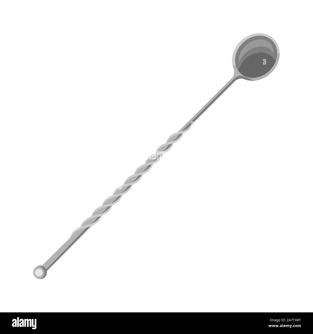 Agitazione inossidabile cocktail miscelatura delle bevande manico lungo cucchiaio. Illustrazione Vettoriale