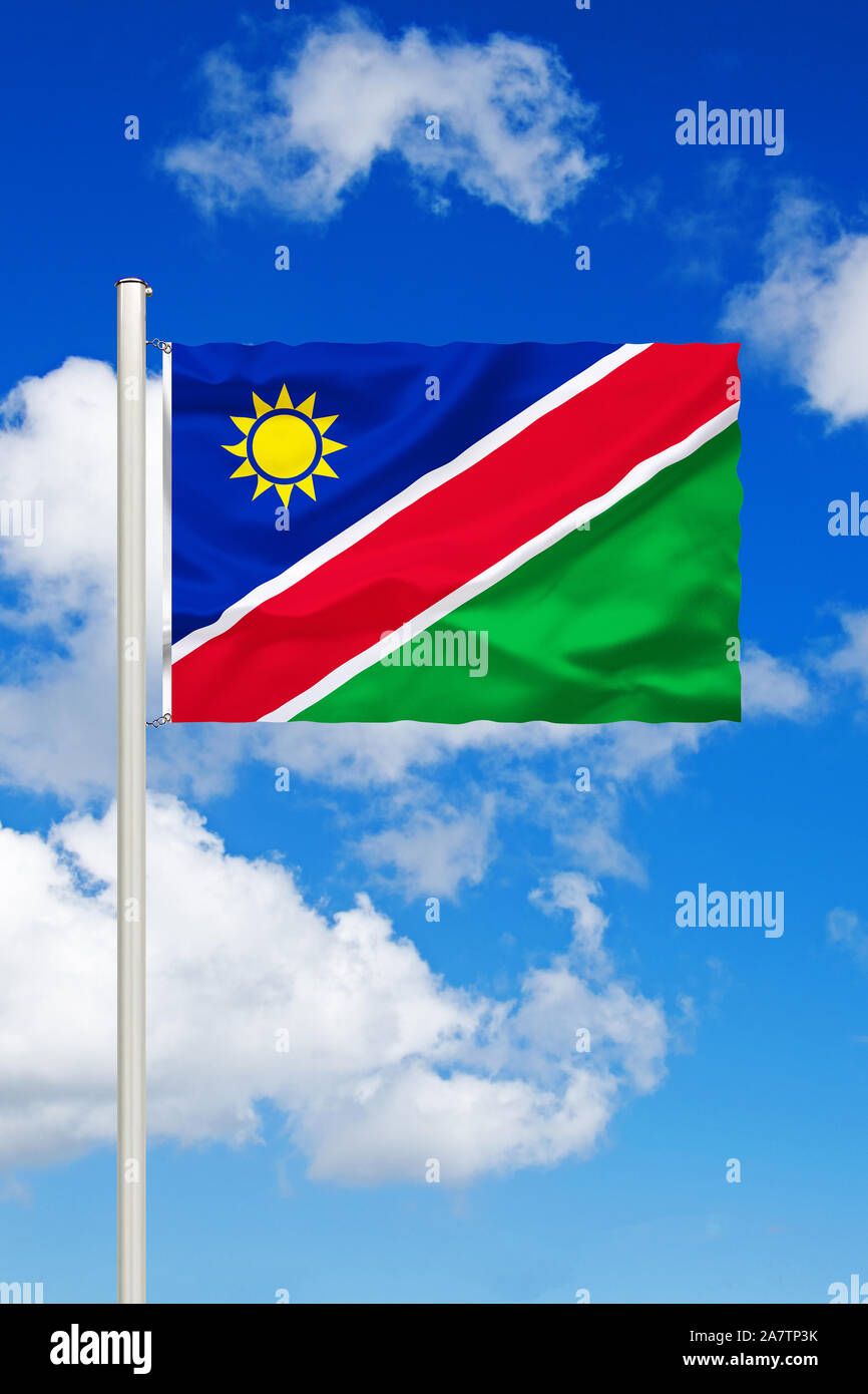 Fotomontage, Flagge von Namibia, Afrika, Westafrika, Foto Stock