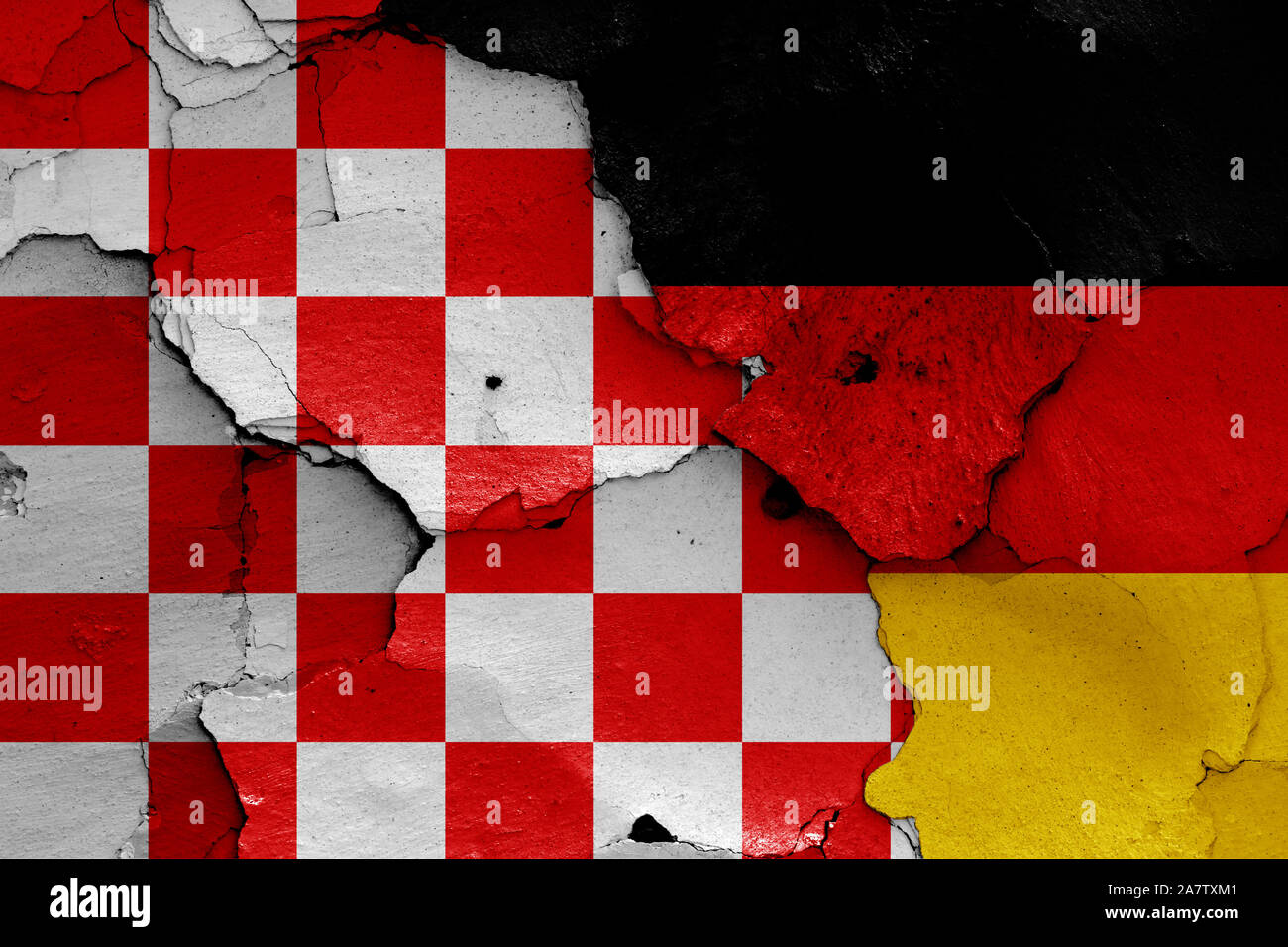 Raffigurazione del croato bandiera a scacchi e bandiera dell'Italia Foto Stock