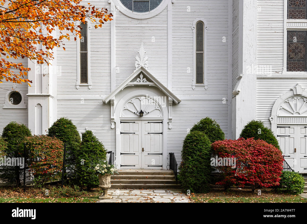 Chiesa congregazionale dettaglio, Manchester, Vermont, USA. Foto Stock