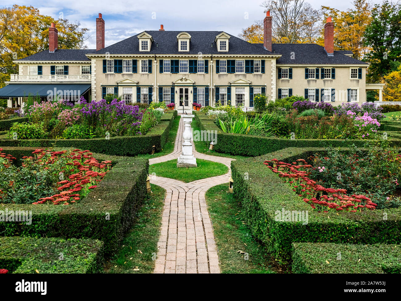 Hildene mansion e il giardino formale, Manchester, Vermont, USA. Foto Stock