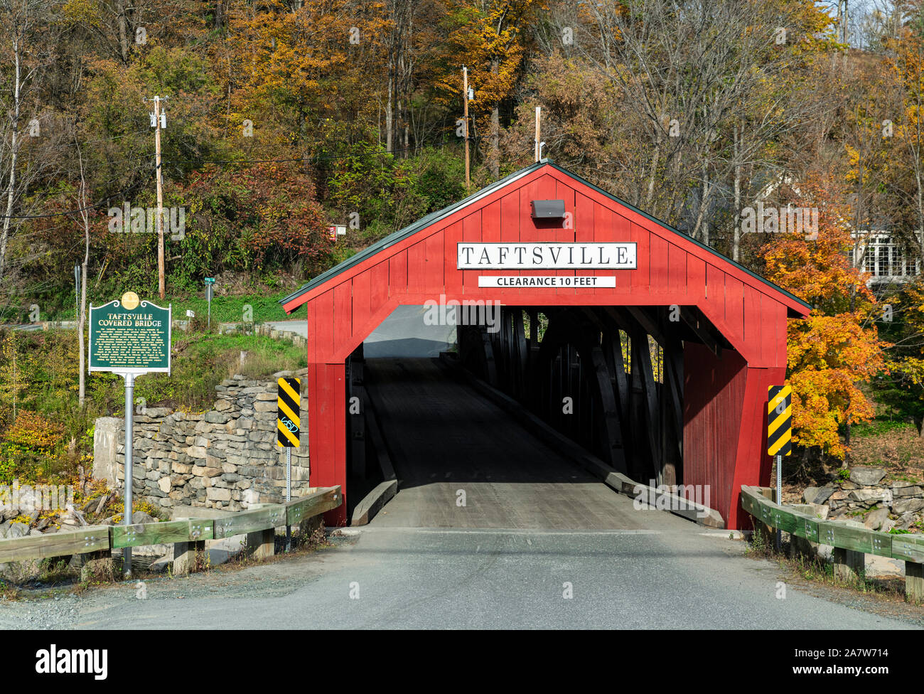Taftsville ponte coperto, Taftsville, Vermont, USA. Foto Stock