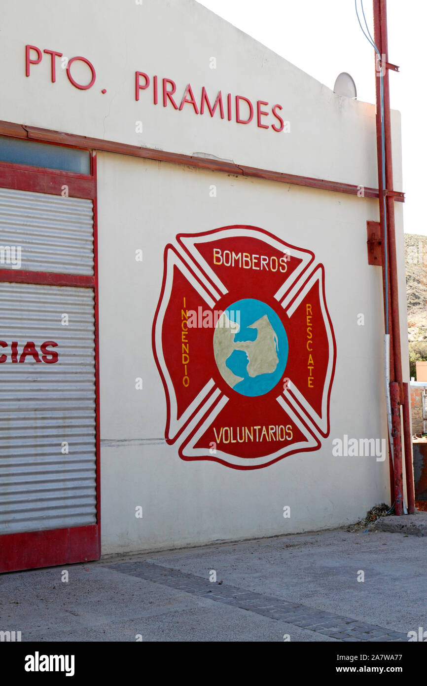 Punta o Puerto Piramides vigili del fuoco volontari stazione. Foto Stock