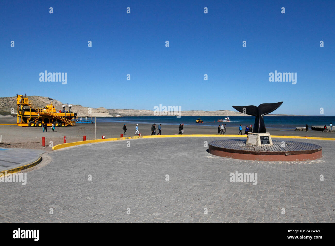 Tito Bottazzi monumento. 1952-2013. Naturalista e la balena watcher. Punta Pyramides. Chubut provincia. La Patagonia Argentina. Foto Stock