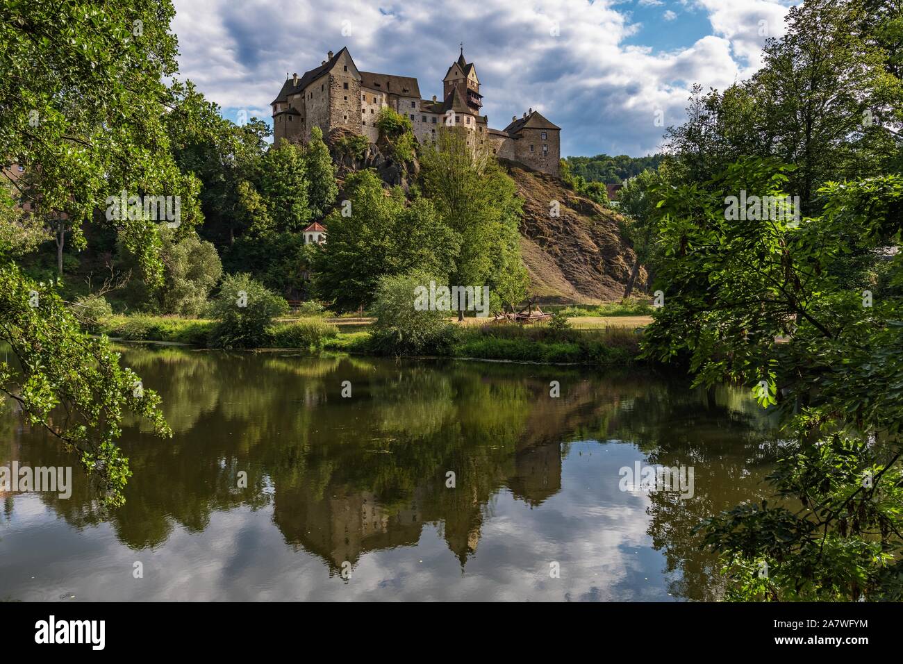 Castello ceco Loket in Boemia occidentale Regione. Foto Stock