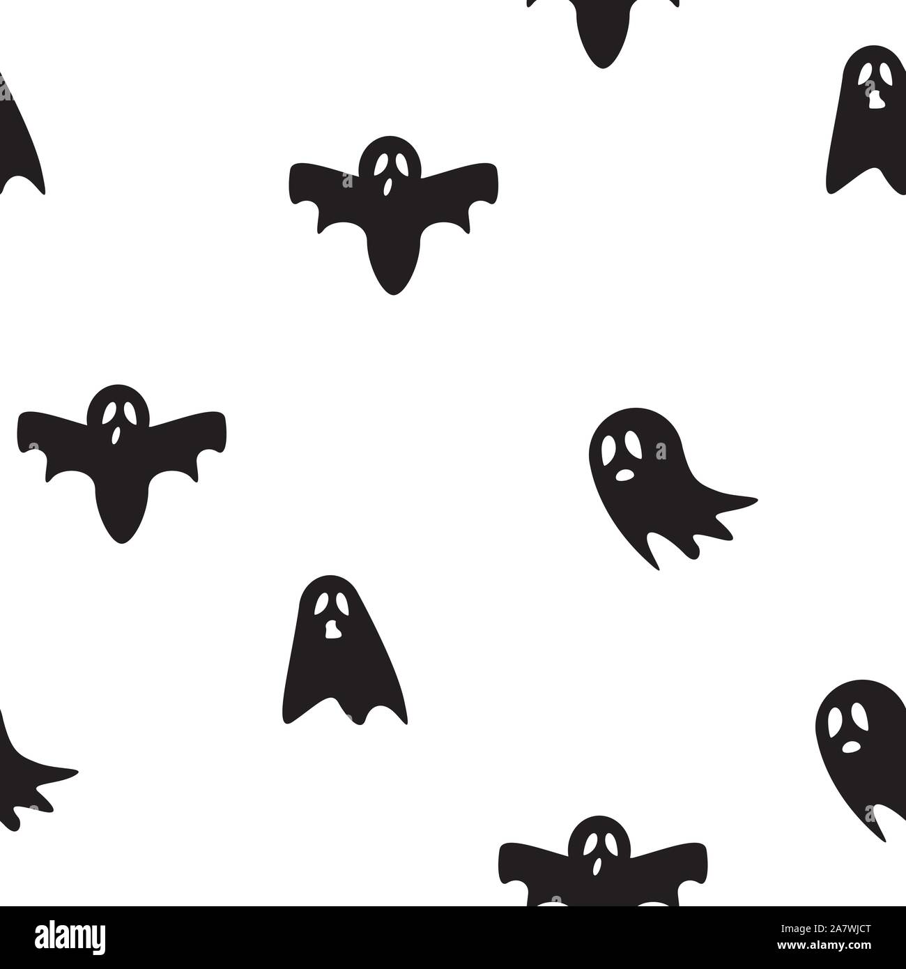 Icona di Ghost Cartoon carino carattere, seamless pattern sfondo, illustrazione vettoriale Illustrazione Vettoriale
