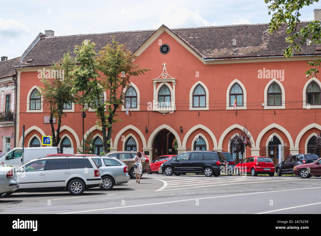 Edificio del Museo di Arte in Piazza della Libertà in Satu Mare, la capitale di Satu Mare County, Romania Foto Stock