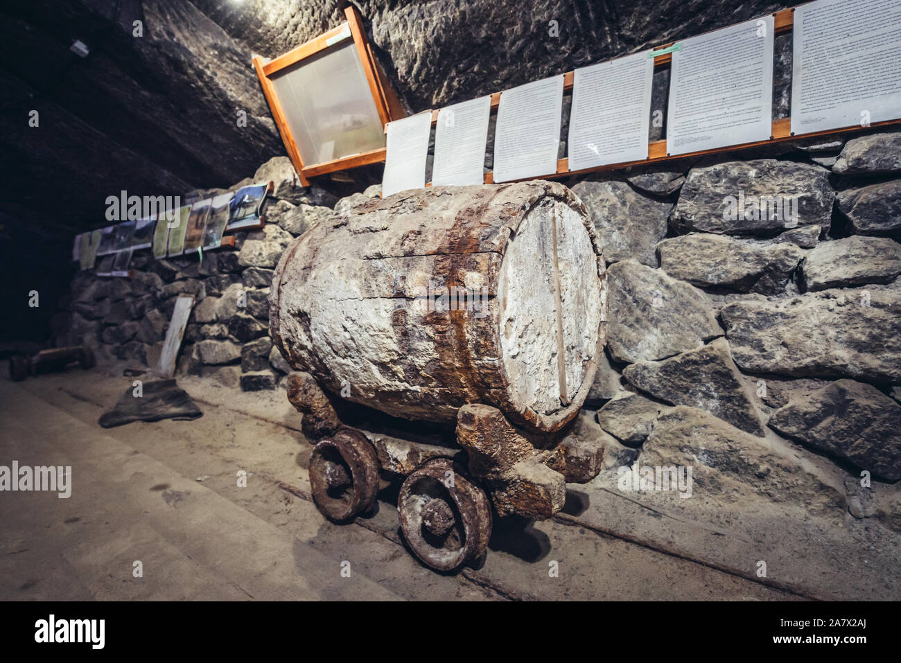 Nel piccolo museo nella miniera di sale di Cacica (Polacco Kaczyka) villaggio situato nella contea di Suceava, Bukovina regione in Romania Foto Stock
