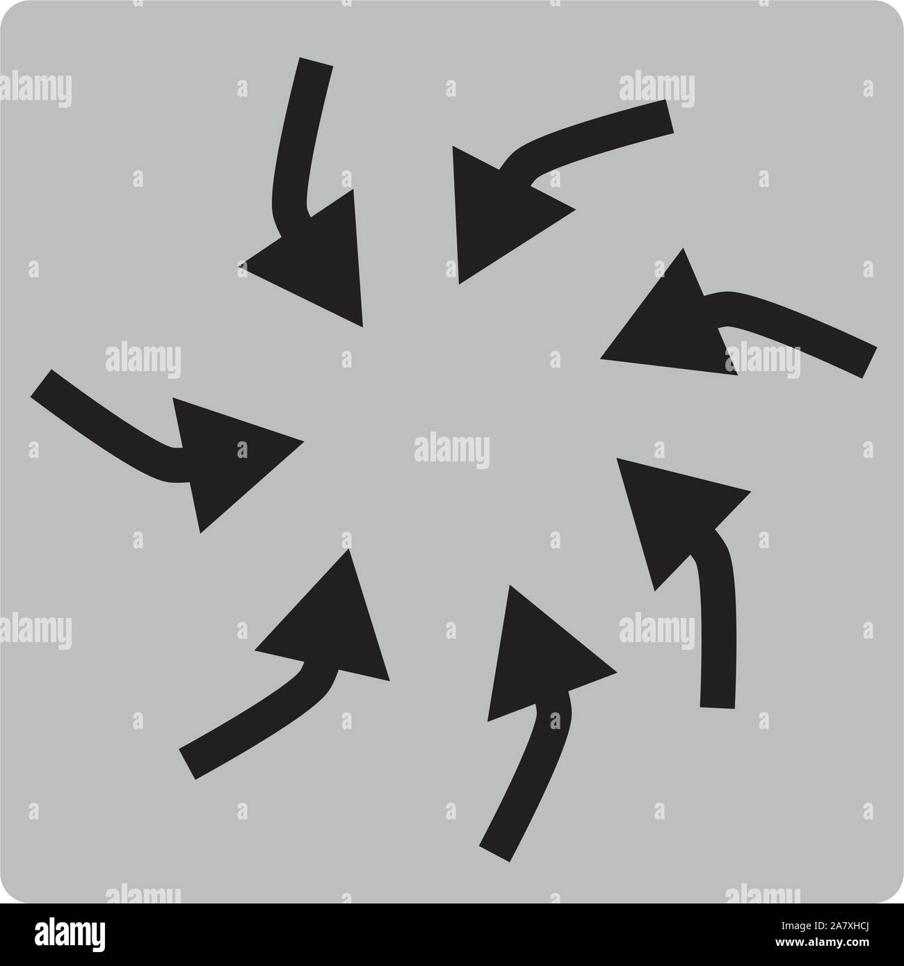 Pulsante della barra degli strumenti delle frecce di turbolenza. Icona delle frecce di turbolenza su sfondo bianco. Stile piatto. Icona con frecce a spirale per il design del sito Web, il logo, l'app, l'interfaccia utente. Illustrazione Vettoriale