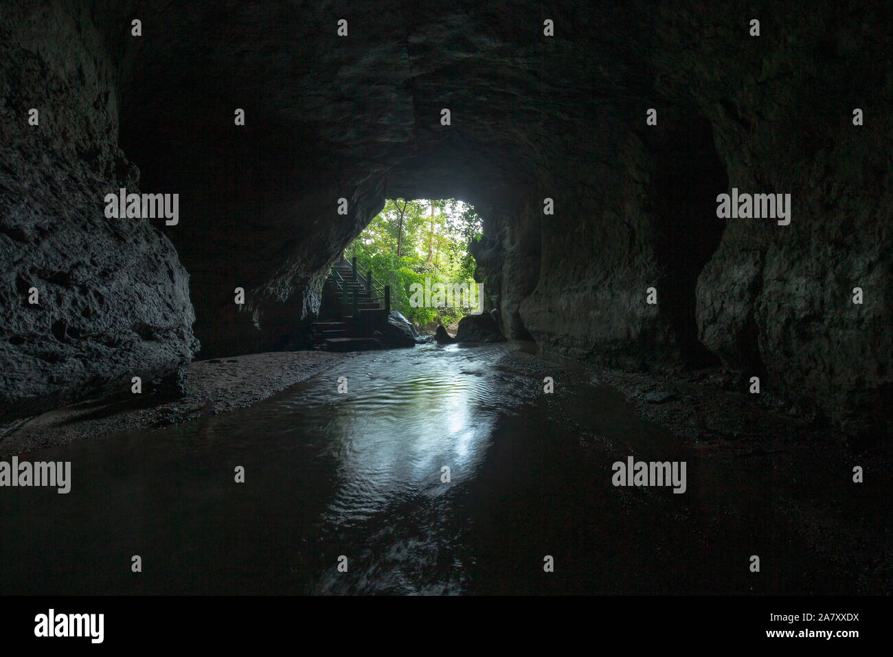 Ingresso Grotta Siju o pipistrelli, noto per le stalattiti e le stalagmiti, Garo Hills Meghalaya, India Foto Stock