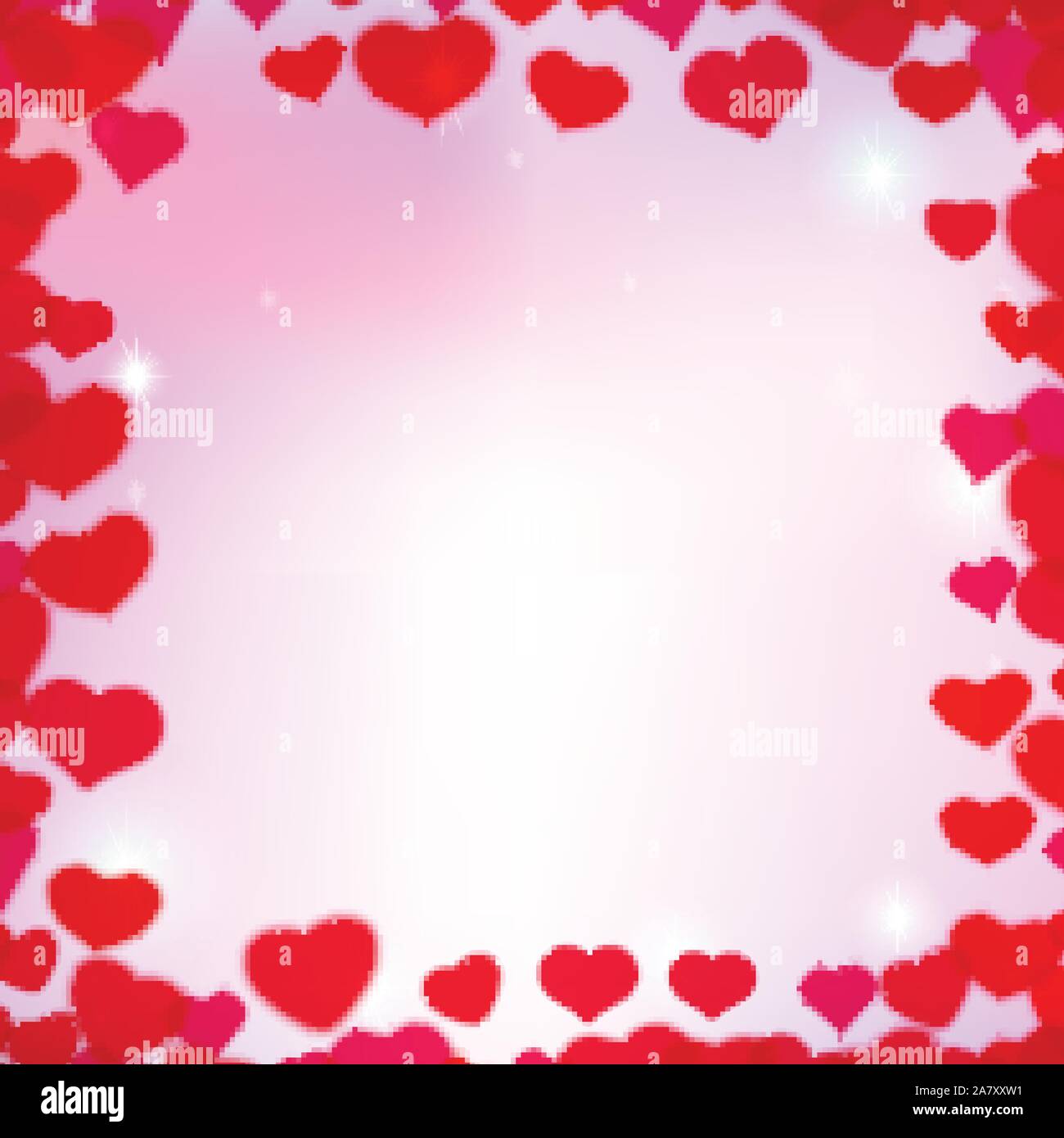 Il giorno di San Valentino con uno sfondo sfocato diffusa gara cuori Illustrazione Vettoriale