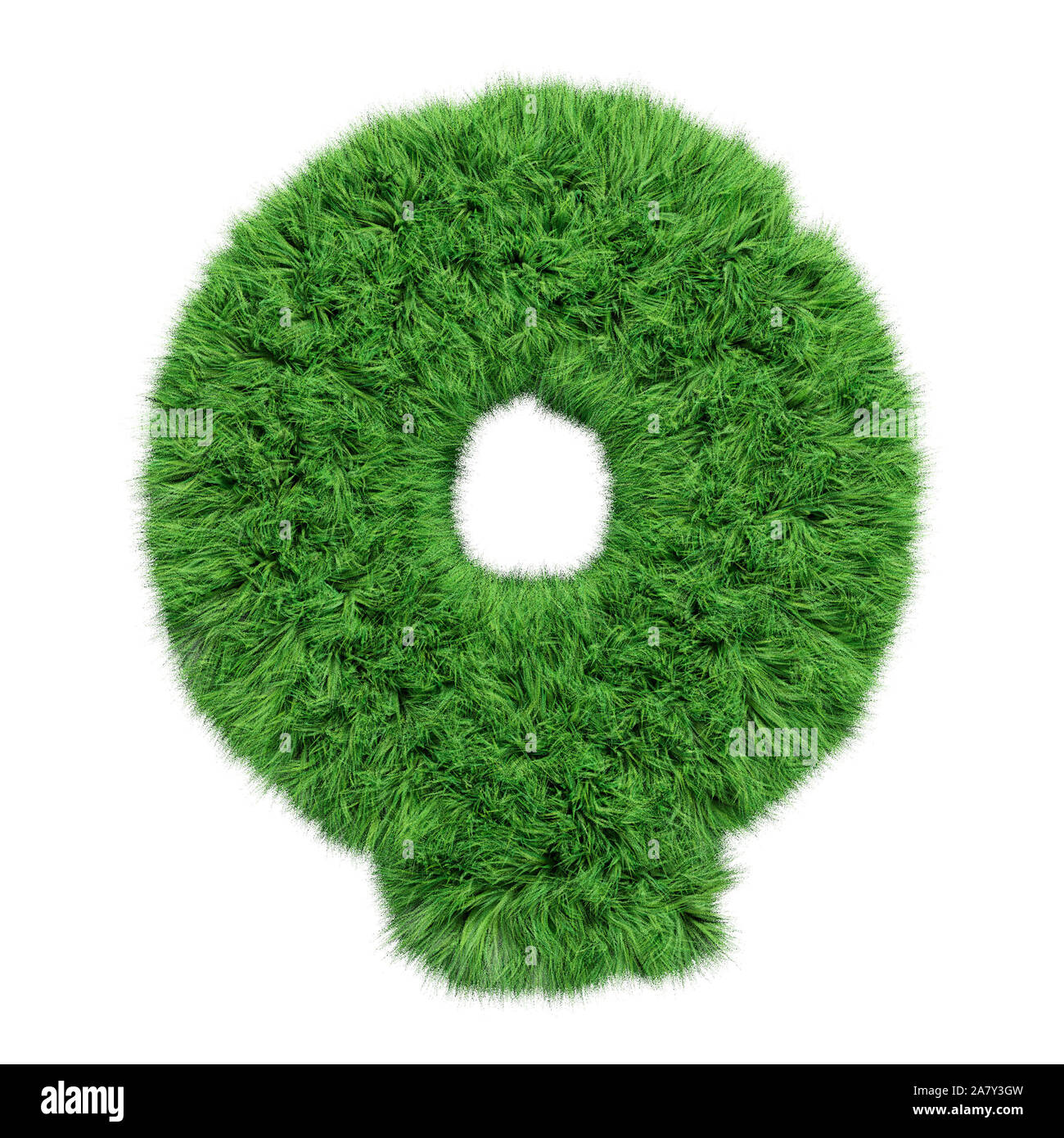 Alfabeto di erba, lettera Q. isolato su bianco 3D'illustrazione. Foto Stock