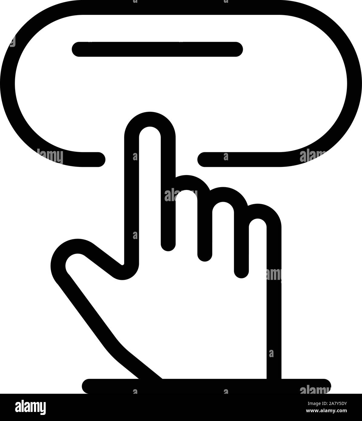 Fare clic su richiesta di cursore di icona di stile di contorno Illustrazione Vettoriale