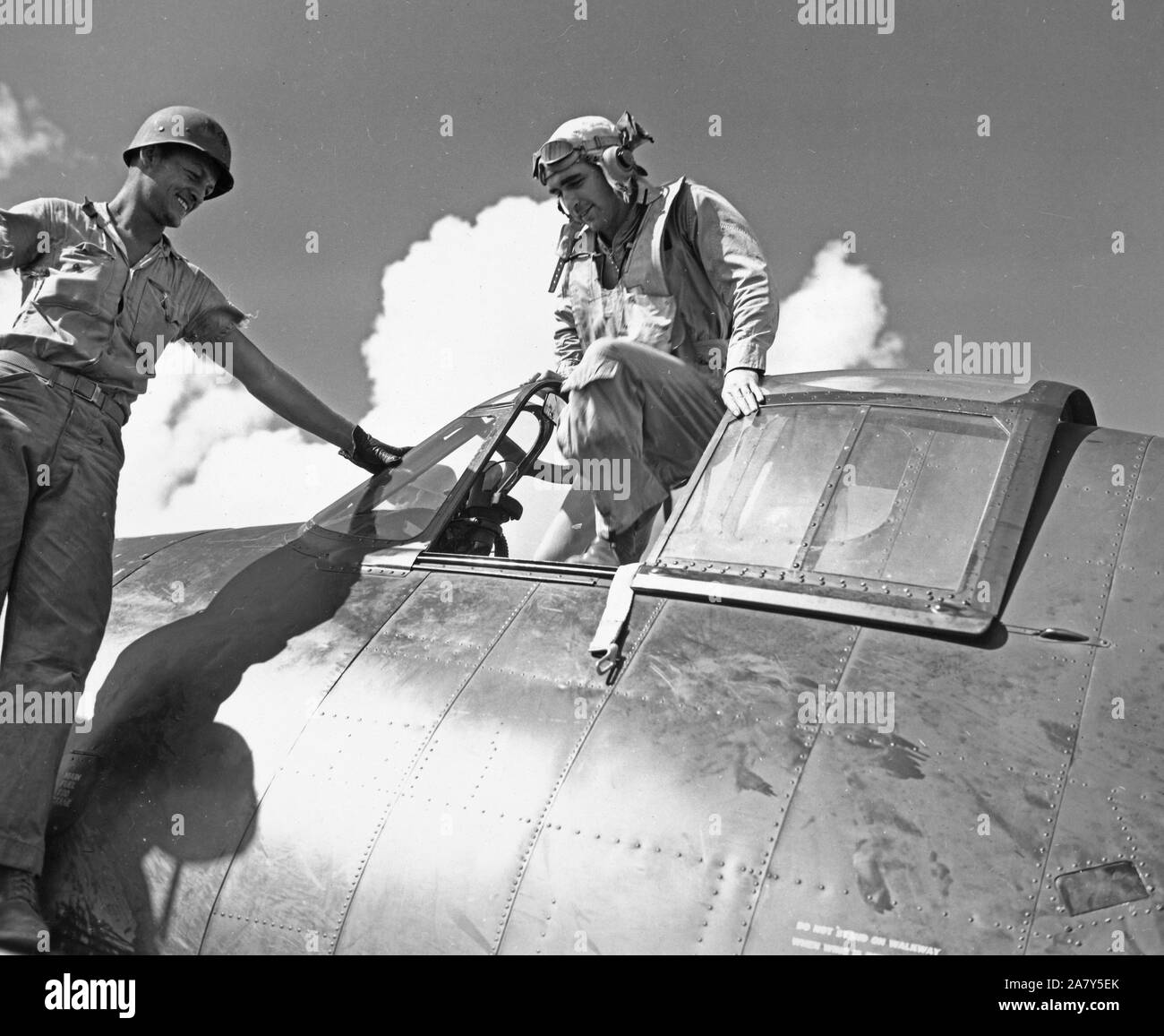 Pilota di primo piano nel piano - Tarawa Foto Stock