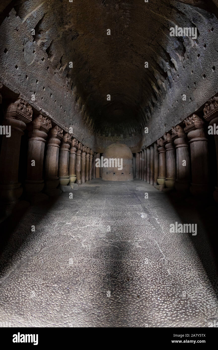 Grotte Kanheri città stato di Mumbai Maharashtra in India. Si tratta di uno dei monumenti antichi e vecchio tempio la costruzione di relativi a Dio budha. Esso è situato nel mi Foto Stock