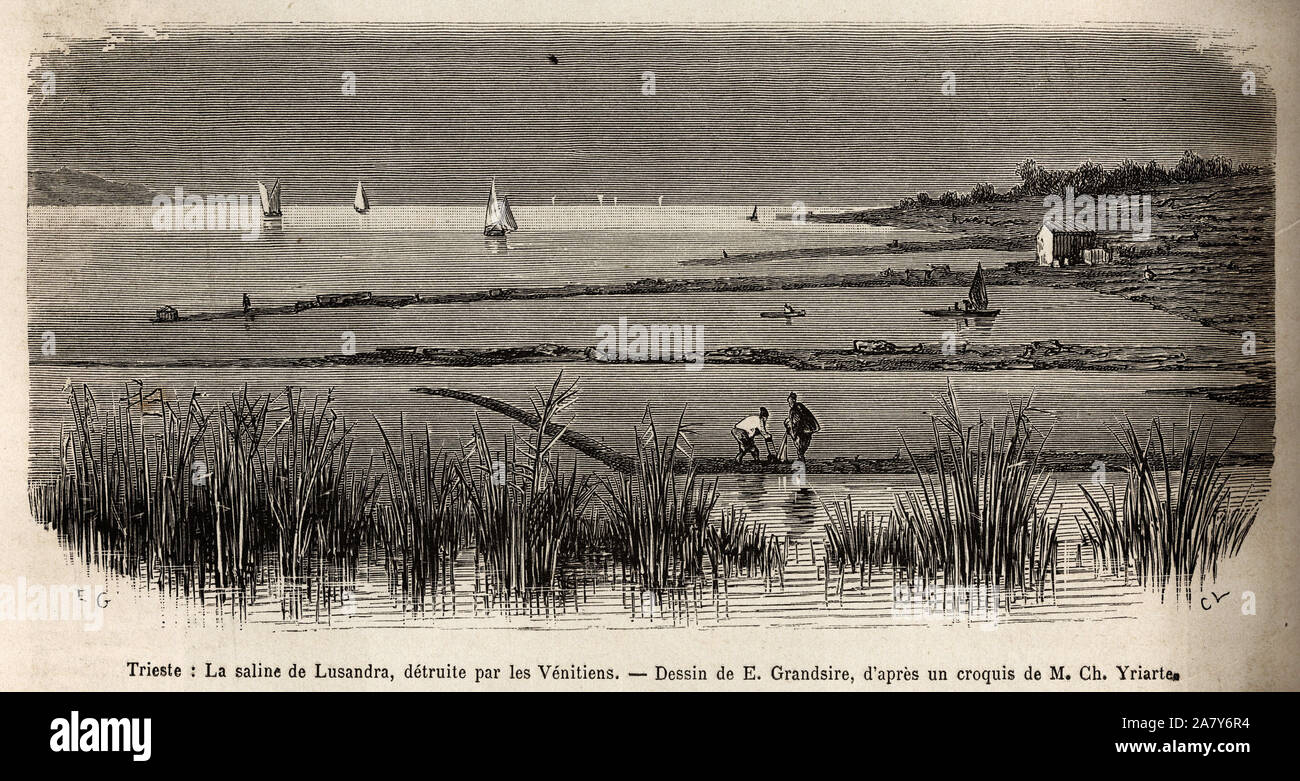 La soluzione salina de Lusandra, dans les dintorni de Trieste, detruite par les venitiens qui y voyaient une rivalite dangereuse au monopole qu'ils exercaient d Foto Stock