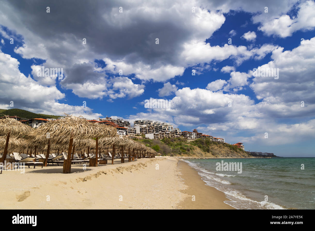 Spiaggia di Sea Resort San Vlas a costa bulgara del Mar Nero Foto Stock