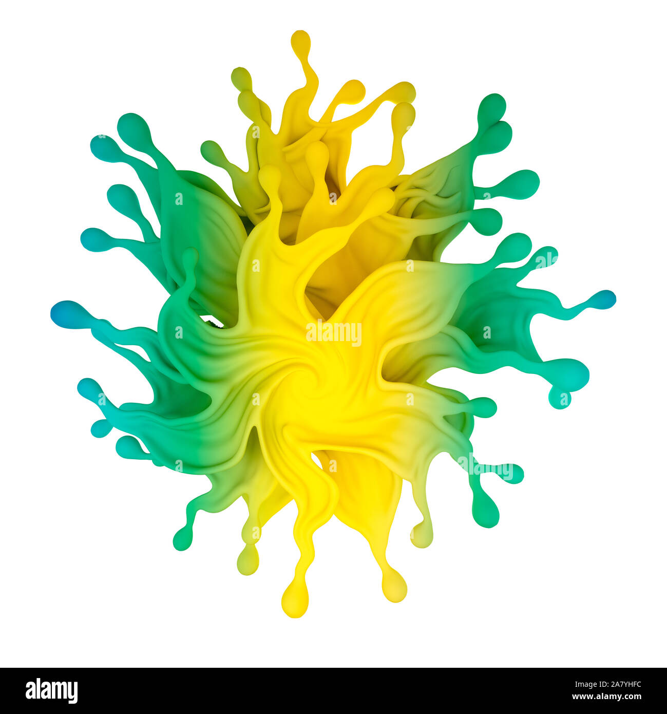Bella multi-colore schizzi di liquido . 3D'illustrazione, visualizzazione 3D. Foto Stock