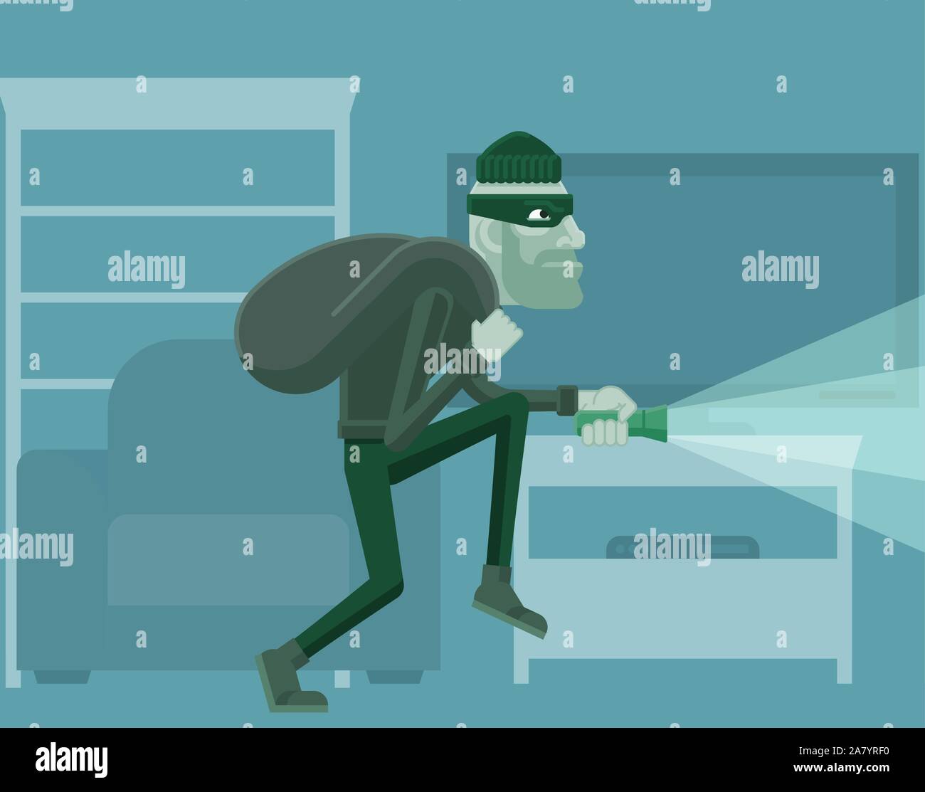 Ladro ladro ladro criminale scena Cartoon Illustrazione Vettoriale