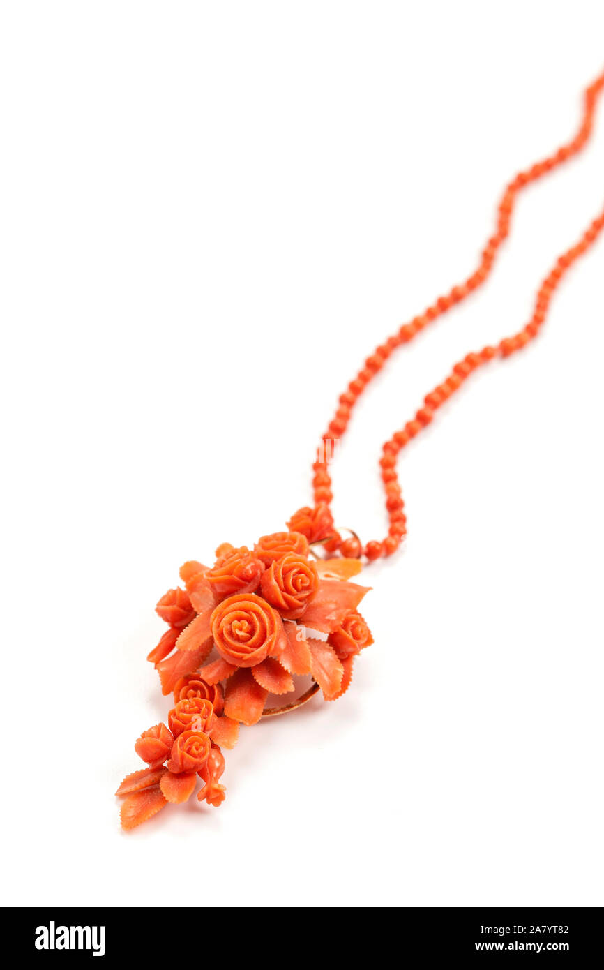 Collana corallo. Foto Stock