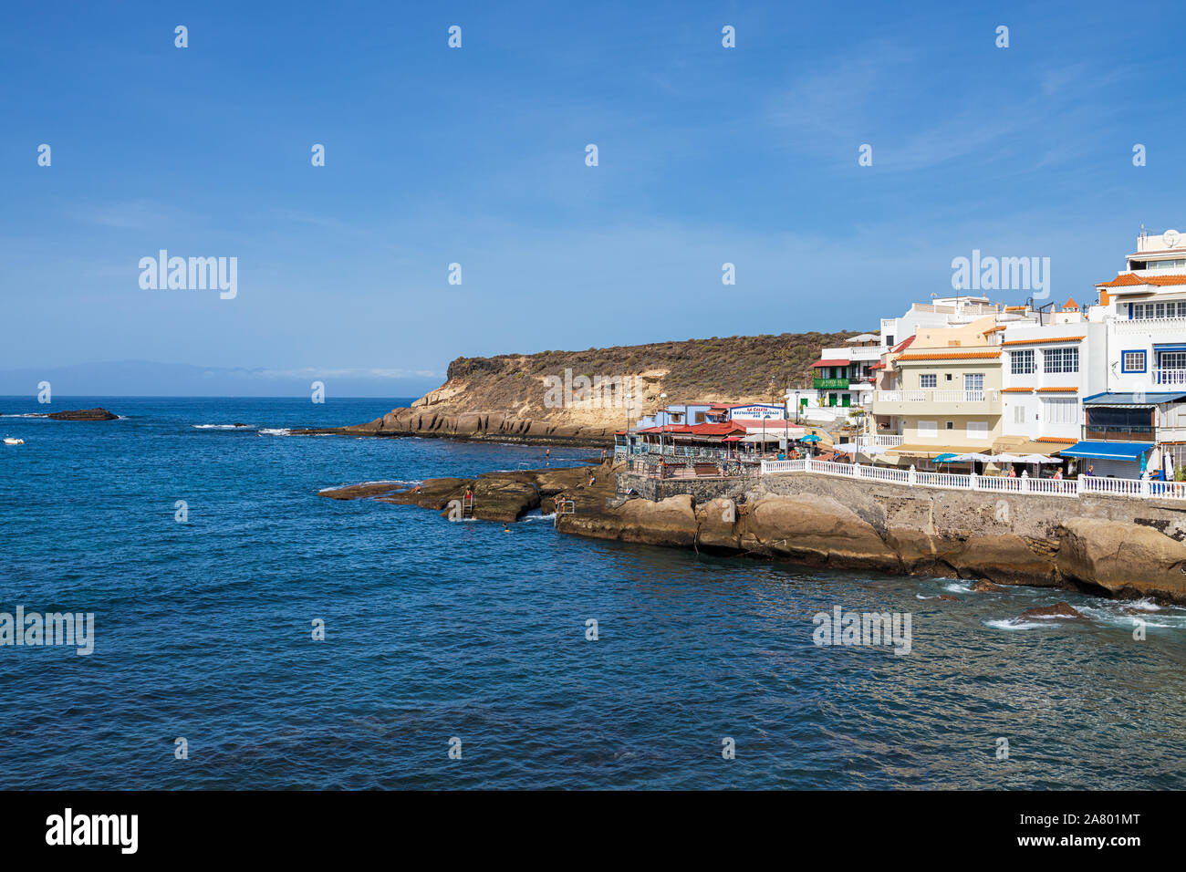 Piscis e La Masia del Mar ristoranti sul lungomare di La Caleta, Costa Adeje, Tenerife, Isole Canarie, Spagna Foto Stock