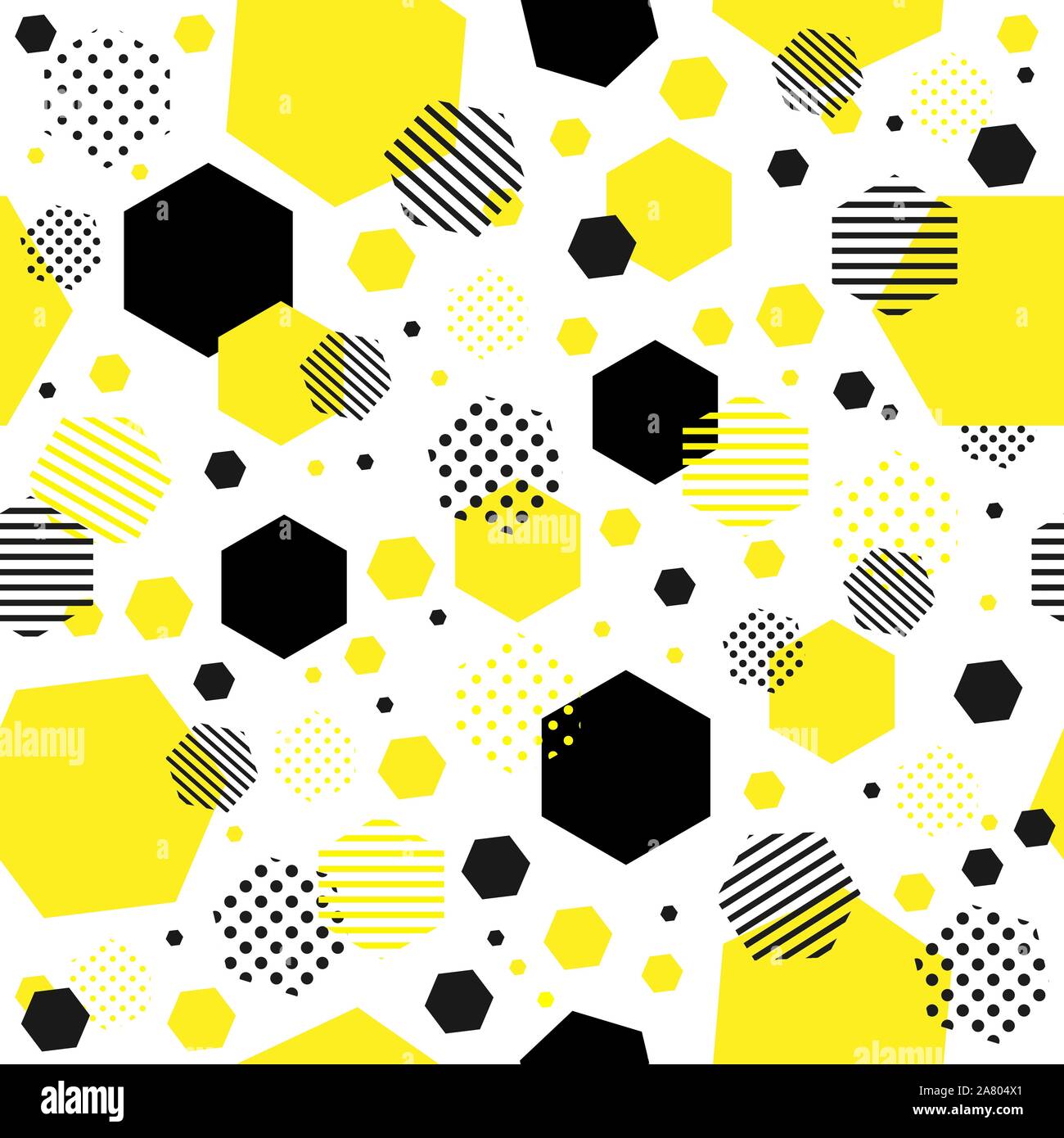 Modello senza giunture di giallo e punti neri. Il modello per la texture, di imballaggio e di prodotti tessili. Illustrazione Vettoriale