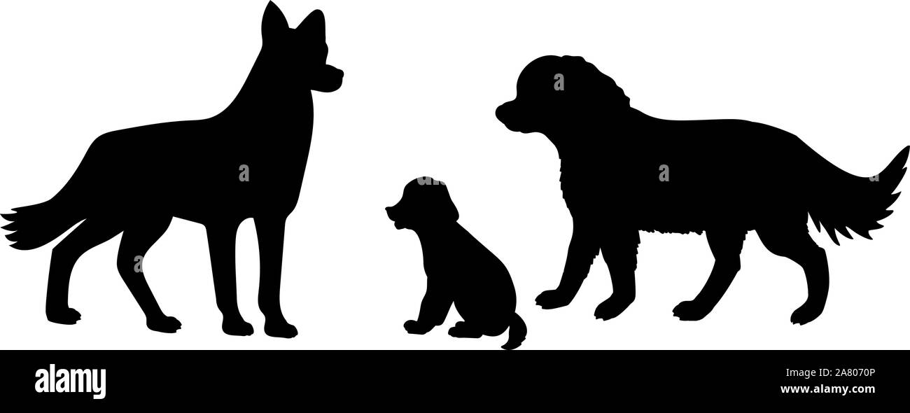 Cane di famiglia. Sagome di animali da compagnia. Vector illustrator Illustrazione Vettoriale