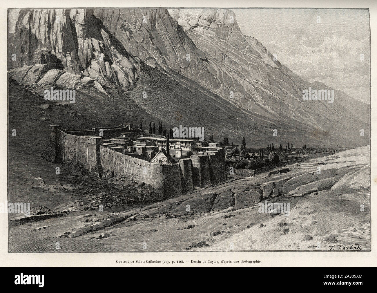 Le Couvent de Sainte Catherine, Egypte. Il rotocalco de Taylor pour illustrer le recit " Voyage dans l'Arabie Petree, Serbal et Sinai', en 1886, par Charles Foto Stock