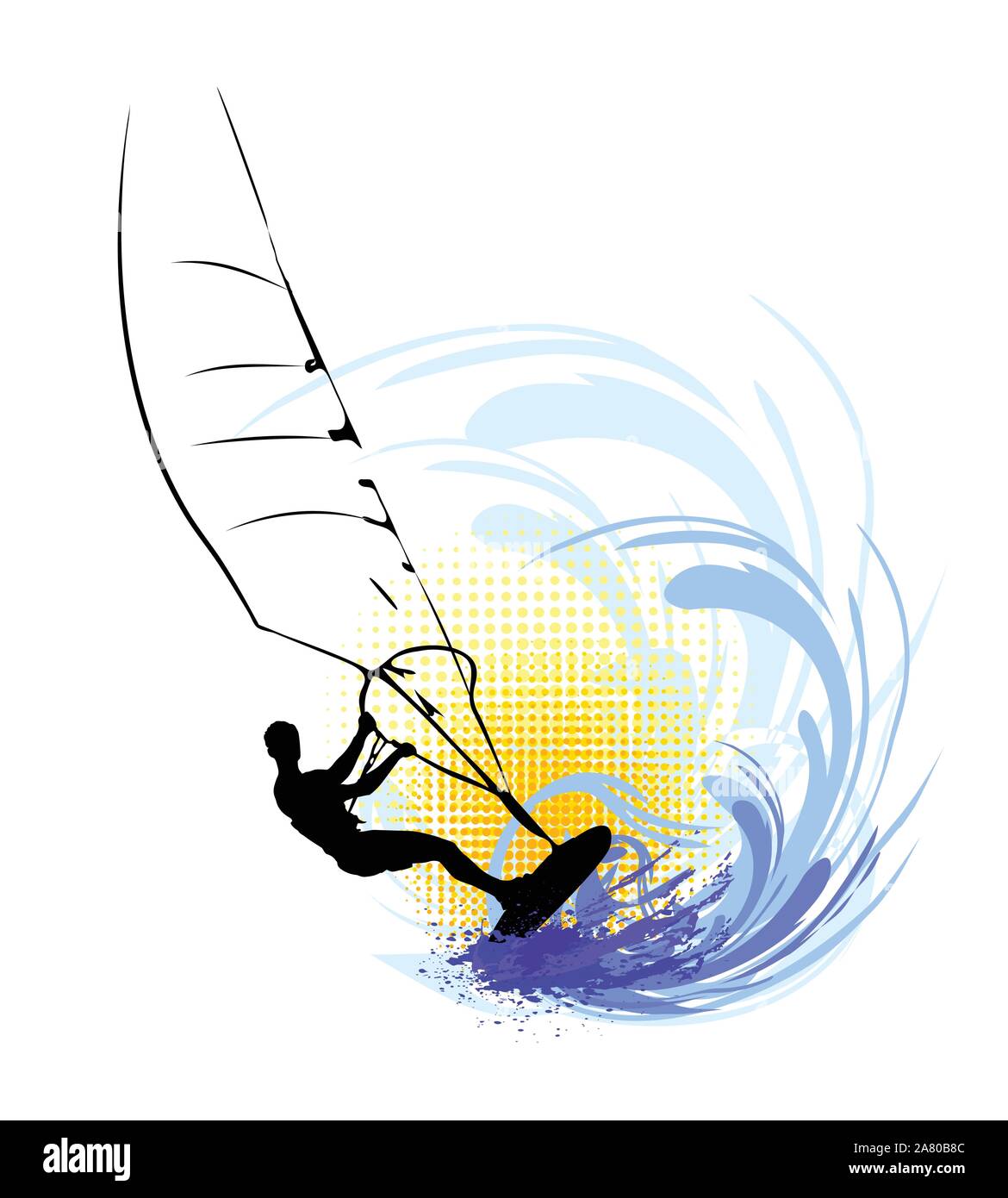 Surfer su un oceano onda Illustrazione Vettoriale