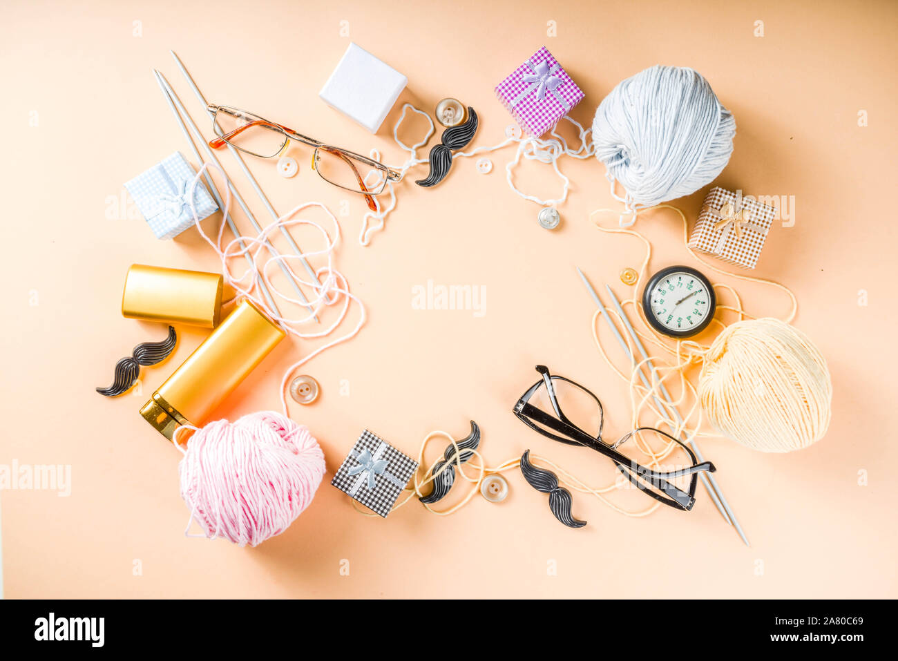 Felice giorno dei nonni sfondo. Nonni holiday gift card, la nonna e nonno del giorno di festa, Flatlay spazio copia Foto Stock