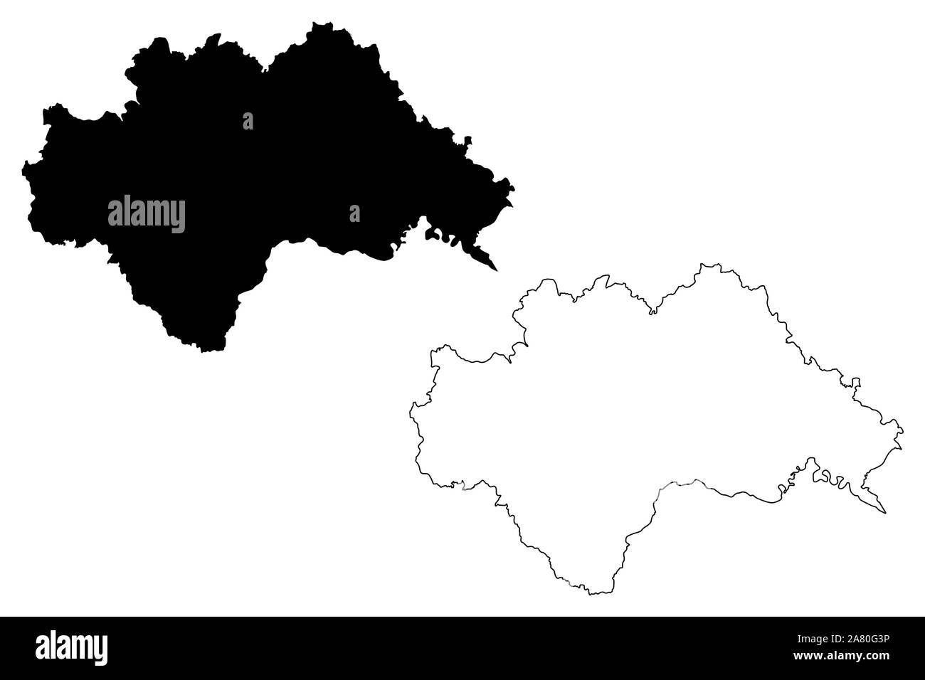 Sisak-Moslavina County (contee della Croazia, Repubblica di Croazia) Mappa illustrazione vettoriale, scribble schizzo Sisak Moslavina mappa Illustrazione Vettoriale