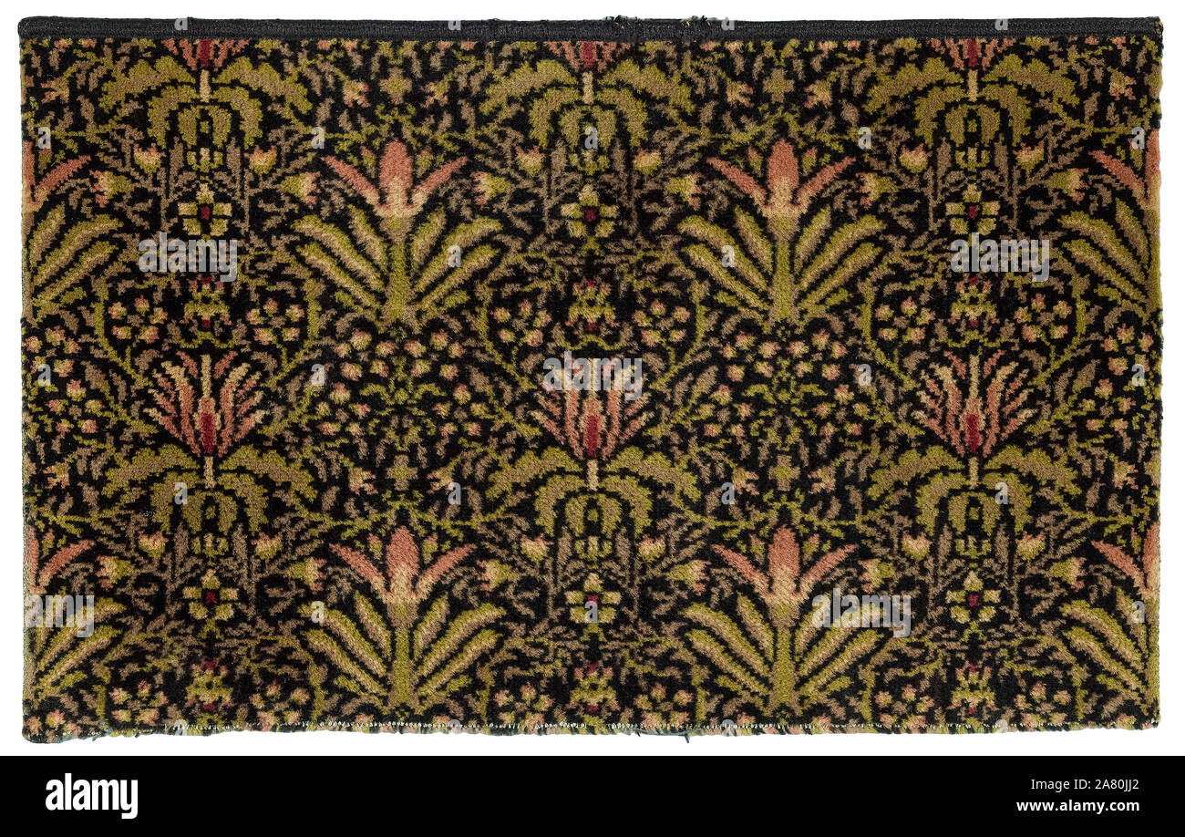 William Morris, modello di tessuto, il Giglio (frammento) da un tappeto, 1870-1877 Foto Stock