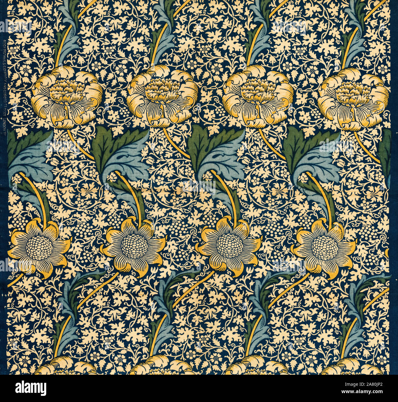 William Morris, tessuto pattern, Kennett, xilografia stampa, circa 1920 Foto Stock