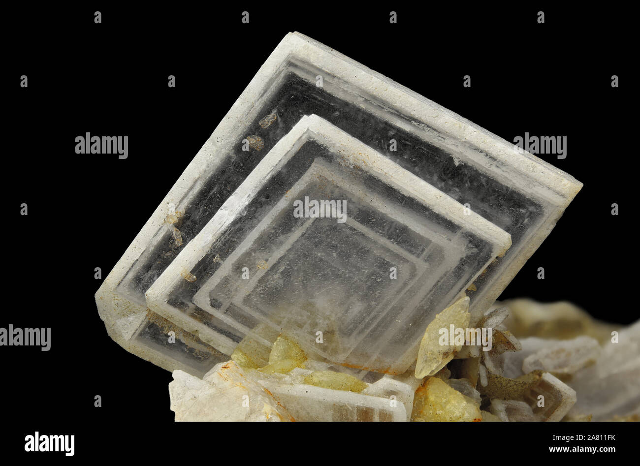 14,7 mm Baryte cristallo con fantasma del dalla miniera di Brosso, Cálea, Léssolo, Canavese, Città Metropolitana di Torino, Piemonte, Italia Foto Stock