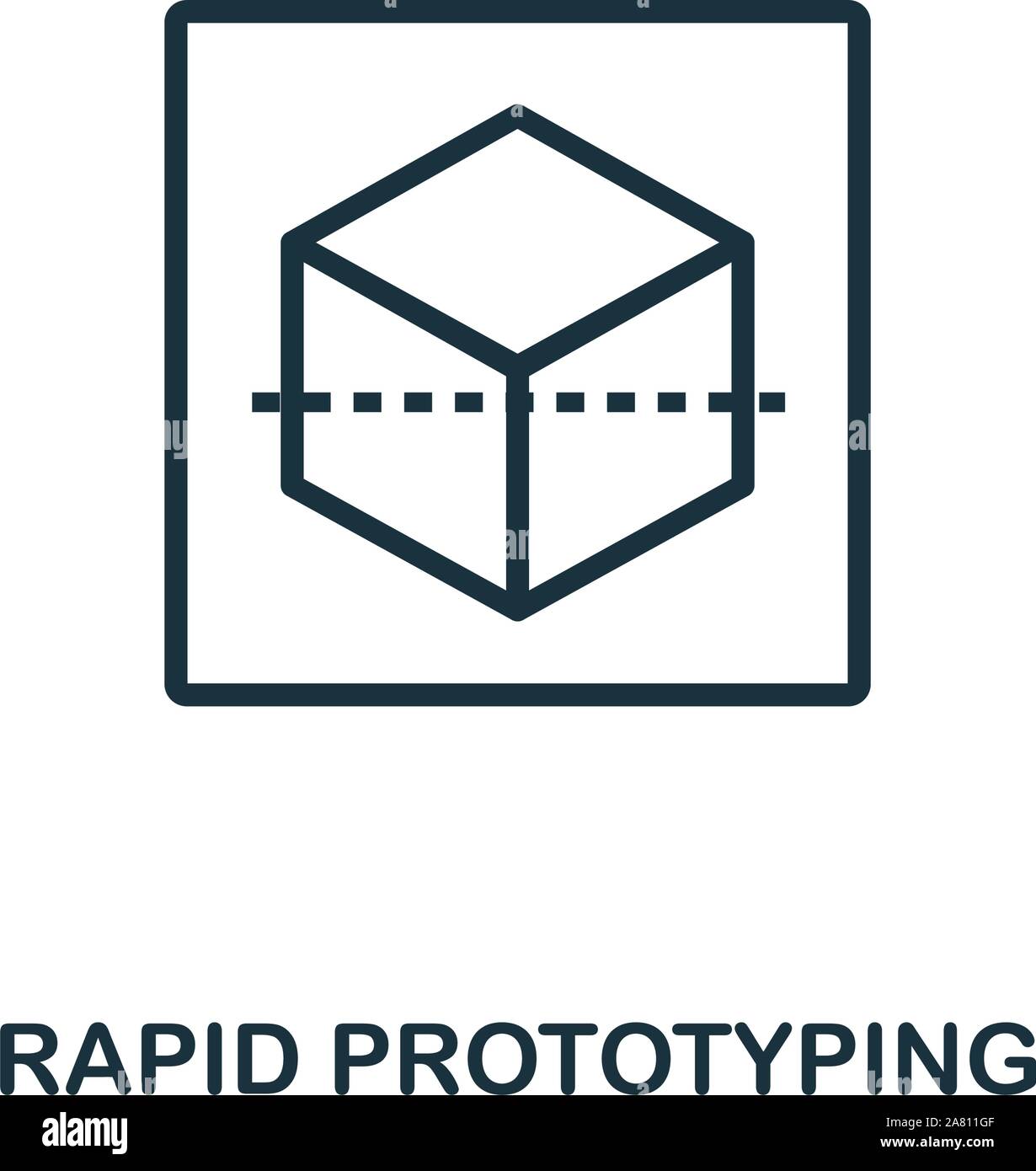 La prototipazione rapida icona di stile di contorno. Linea sottile creative Prototipazione Rapida icona per logo, graphic design e molto di più Illustrazione Vettoriale