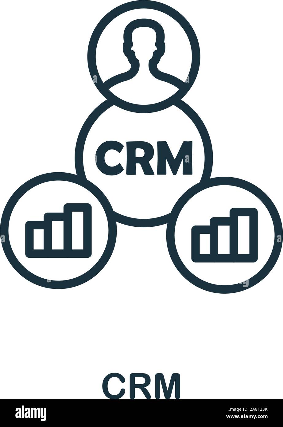Icona di Crm outline stile. Linea sottile creative icona crm per logo, graphic design e molto di più Illustrazione Vettoriale