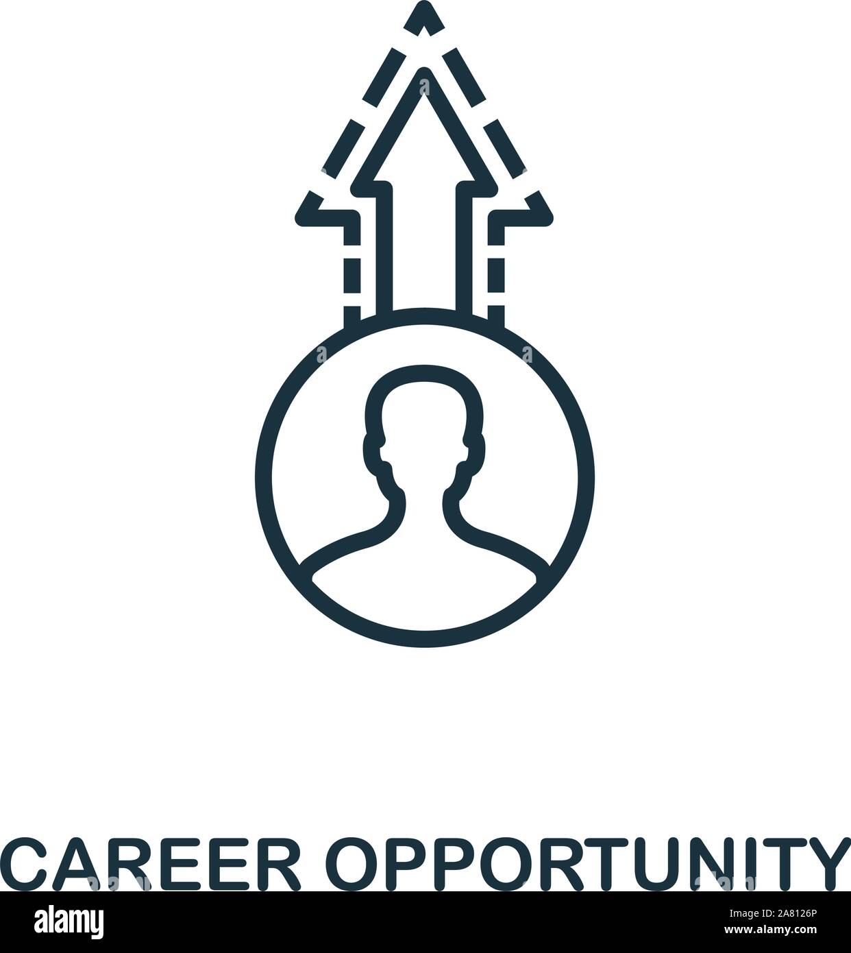 Opportunità di carriera icona di stile di contorno. Linea sottile creative opportunità di carriera icona per logo, graphic design e molto di più Illustrazione Vettoriale