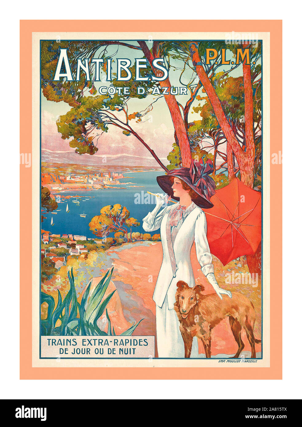 ANTIBES Vintage 1900 ferrovie francesi poster di viaggio Costa Azzurra Antibes, CÔTE D'AZUR Francia da David Dellepiane (1866-1932) Foto Stock