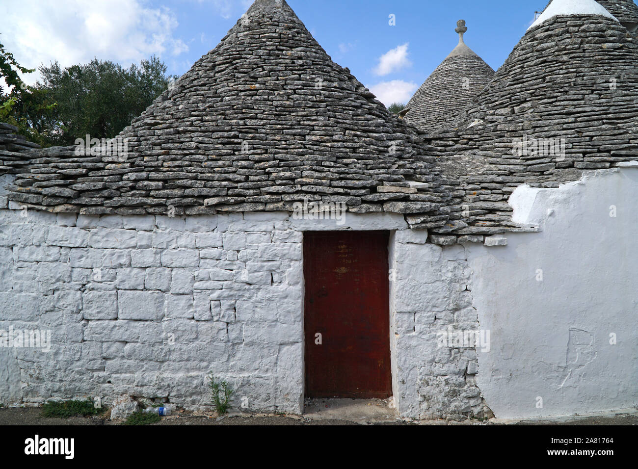 Una tradizionale casa trullo in Alberobello Puglia, Italia Foto Stock